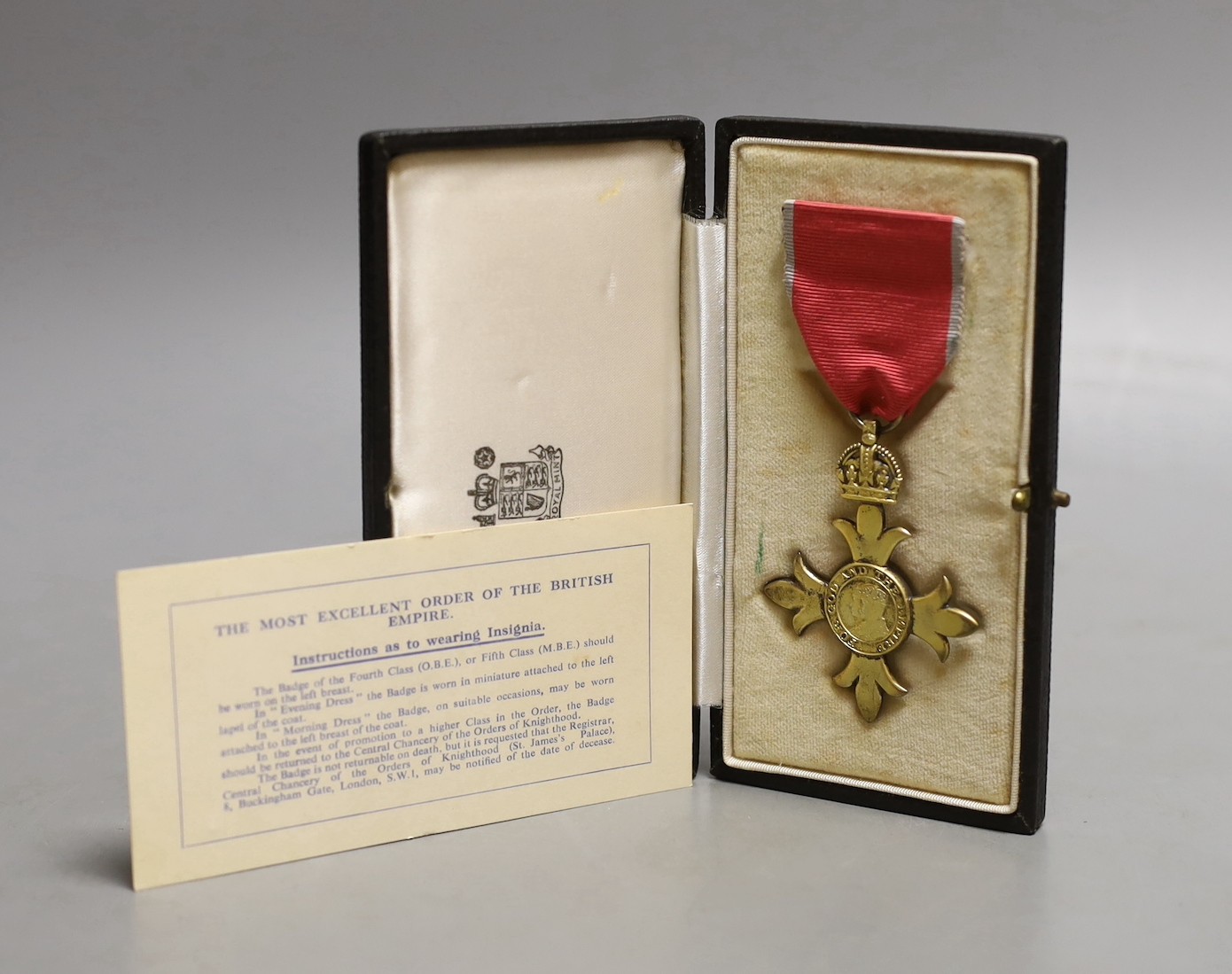 An OBE given to Edward Wilmot Morgan for his services in Hong Kong supplying mains water from Red China to Hong Kong.